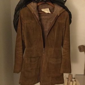 Sheepskin, fleece lined zip jacket